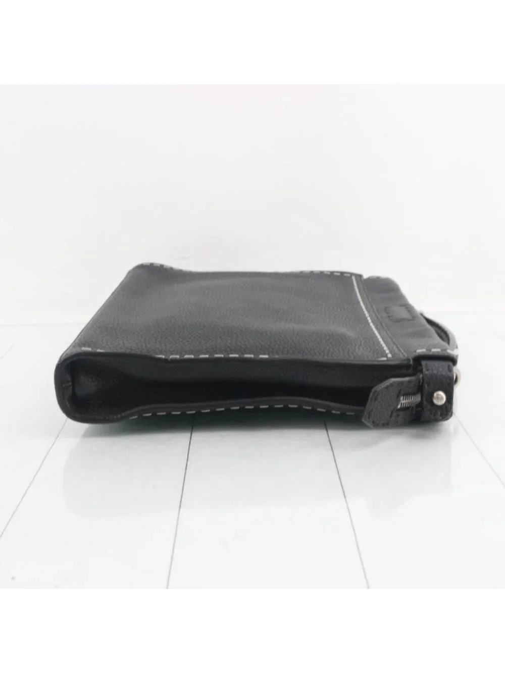 Fendi Selleria Peekaboo Business Bag Handbag Leather Black